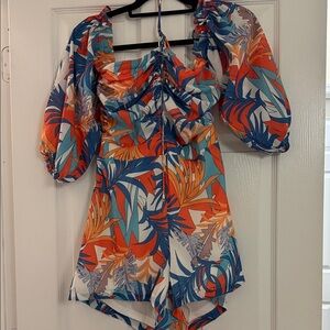 Colorful Tropical Print Romper